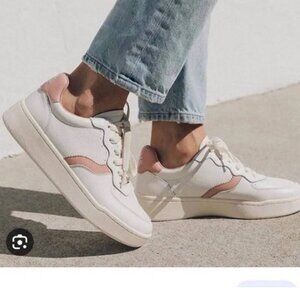 Soludos Women's Leather Roma Sneakers White/Pink Commuting Everyday Travel
